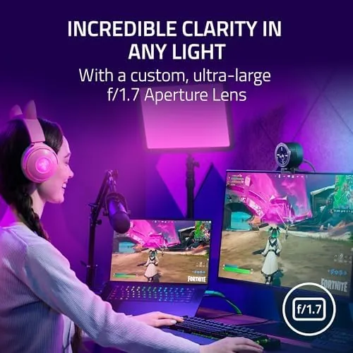 Razer Kiyo Pro Ultra connected to a PC with streaming software open on screen
