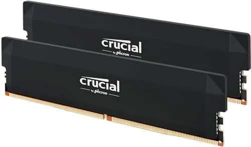 The Crucial Pro 32GB DDR5 kit showing both modules in the packaging
