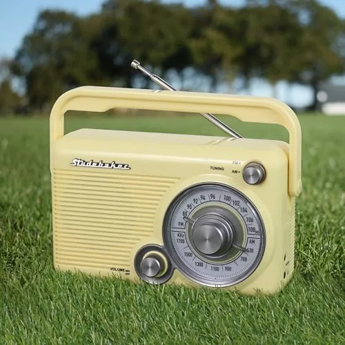 The Studebaker SB2002YL Portable AM/FM Radio with Headphone Jack and Aux-in in real use