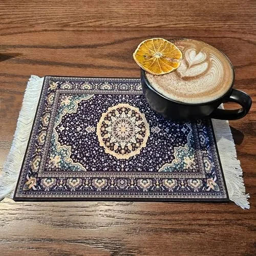 The Rug Mouse Pad, 2 Pack Woven Rug Bohemian Style Carpet in real use