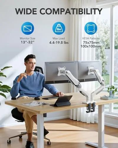 Close look at the HUANUO Dual Monitor Stand - Full Adjustable Monitor Desk Mount build quality