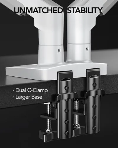 The HUANUO Dual Monitor Stand - Full Adjustable Monitor Desk Mount in real use
