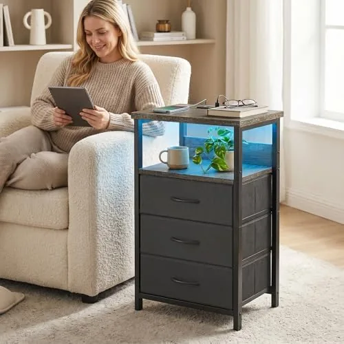 Testing the Fixwal Night Stand with 3 Fabric Drawers, Nightstand with Charging over two weeks