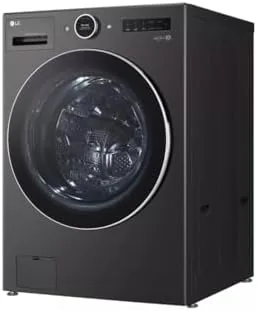 Open drum of the LG combo with a full load of laundry inside