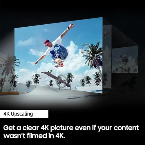 Bright 4K nature scene playing on the Samsung DU8000 in a daylight living room