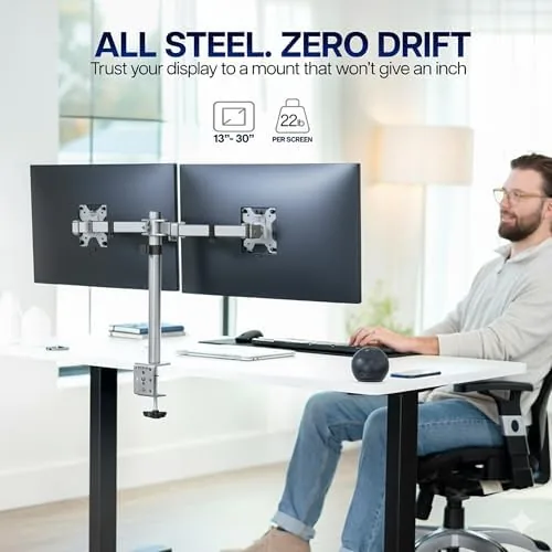 Close look at the VIVO Dual Monitor Desk Mount, Heavy Duty Fully Adjustable Steel build quality