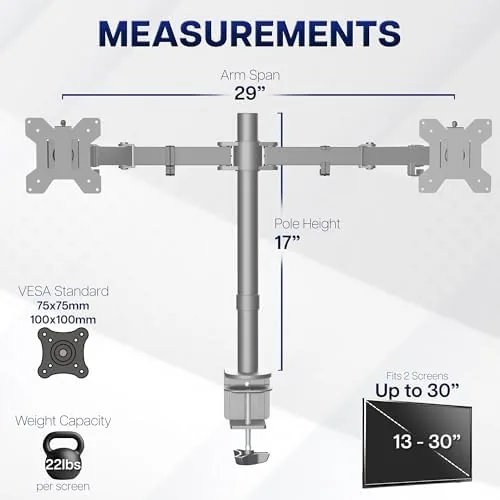 The VIVO Dual Monitor Desk Mount, Heavy Duty Fully Adjustable Steel in real use