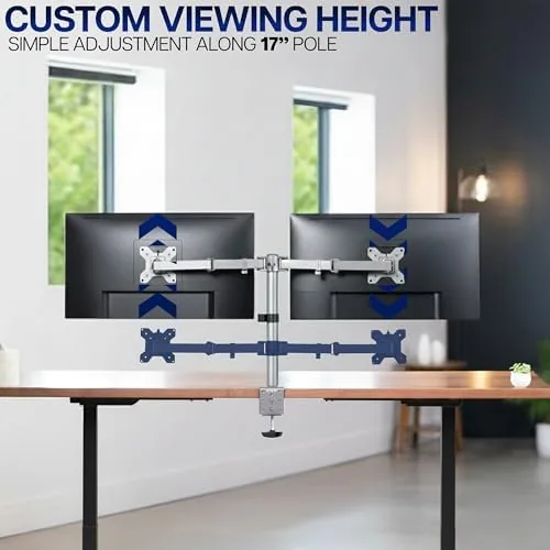 Another view of the VIVO Dual Monitor Desk Mount, Heavy Duty Fully Adjustable Steel
