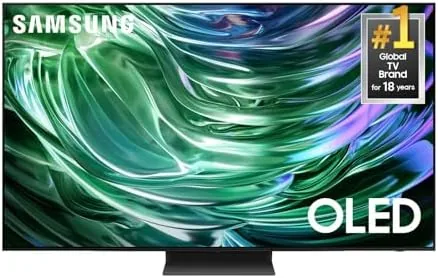 Samsung 65 inch S90D OLED television mounted in a living room