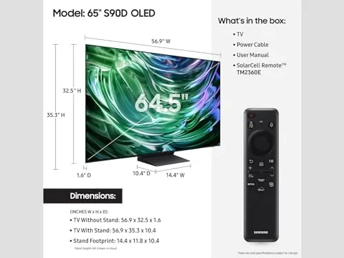 Slim profile of the S90D from the side showing the thin panel