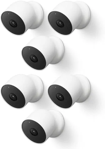 A Google Nest Cam Battery 2nd Gen mounted on an exterior wall
