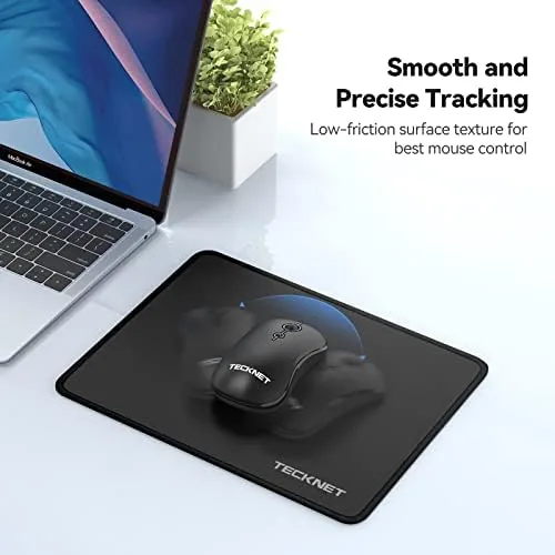 The TECKNET Mouse Pad with Durable Anti-fray Stitching, Black Small Mousepad in real use