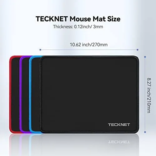 The TECKNET Mouse Pad with Durable Anti-fray Stitching, Black Small Mousepad compared in context