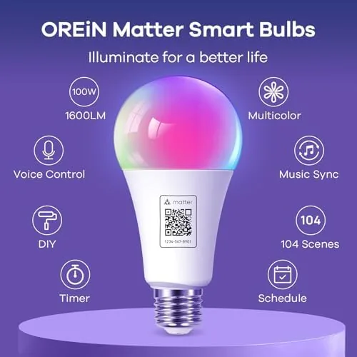 Close look at the OREiN Matter Smart Light Bulbs A21, Work with Alexa/Apple Home/Google build quality