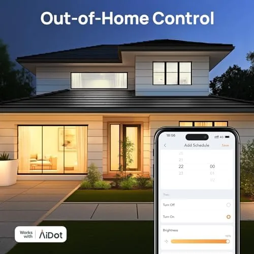 A phone showing the Alexa app controlling the Linkind bulbs in a scene