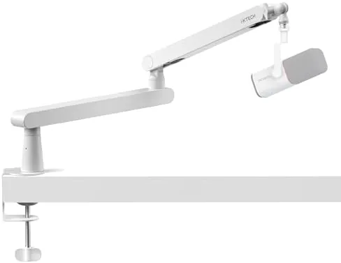 White Microphone Boom Arm Stand Low Profile Boom Arm Adjustable Mic Stand with Built Review: Tested and Rated