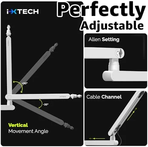 Testing the White Microphone Boom Arm Stand Low Profile Boom Arm Adjustable over two weeks