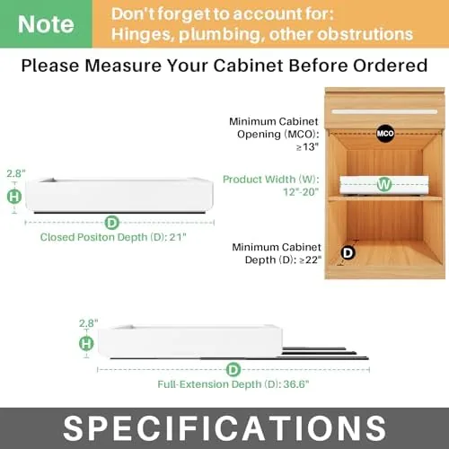 Close up of the telescoping slide rail and adhesive pad of the organizer