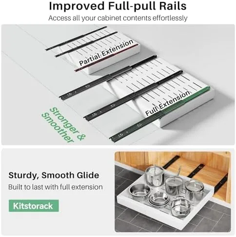 The Kitstorack organizer next to a drill mounted shelf and stacked wire shelves