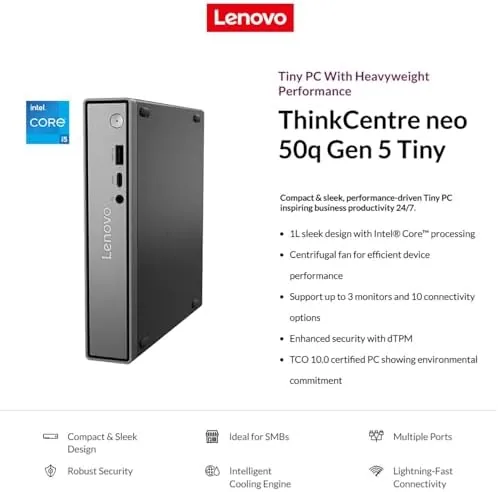 Close look at the Lenovo ThinkCentre neo 50q Gen 5 Mini Desktop PC, Intel build quality