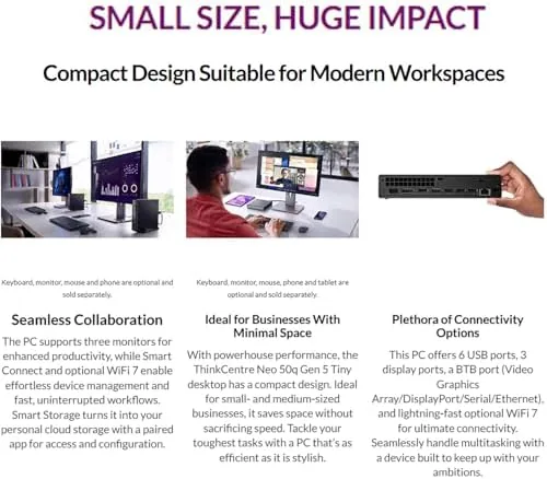 The Lenovo ThinkCentre neo 50q Gen 5 Mini Desktop PC, Intel compared in context