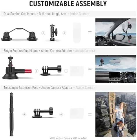 The NEEWER Triple Suction Cup Car Mount Compatible with Insta360 X5 compared in context