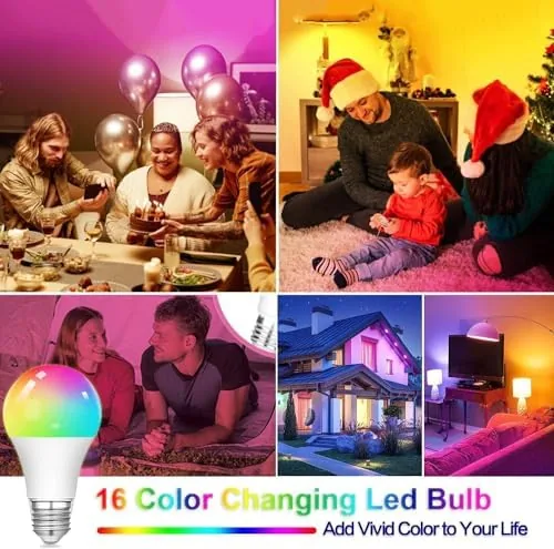 The 2Pack RGB Color Changing Light Bulbs,A19 E27 RGBW LED Light compared in context