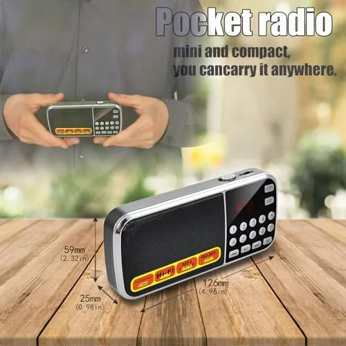 The B03 Small Radios Portable AM FM,Micro SD/TF Card Slot and in real use