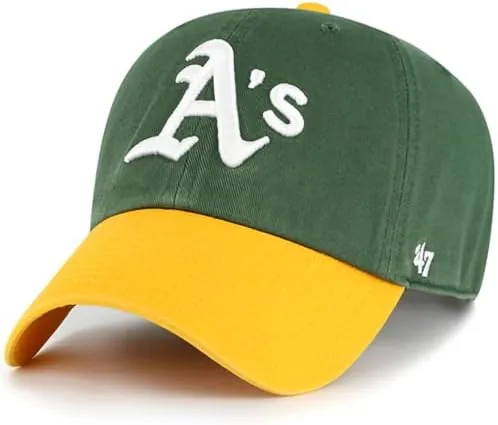 The 47 MLB Two Tone Clean Up hat on a table showing the primary logo