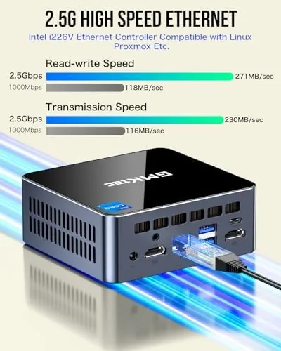 The M3 mini PC mounted behind a monitor with the workspace tidy