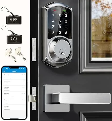 Veise VE06-L Smart Deadbolt Lock with 2 Lever Handle Set, Satin Nickel | App Review: Tested and Rated