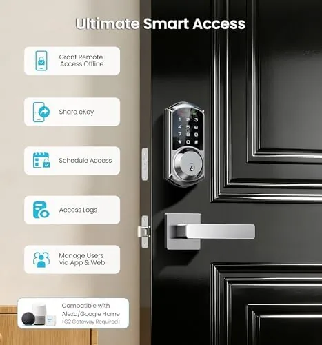 The Veise VE06-L Smart Deadbolt Lock with 2 Lever Handle Set in real use