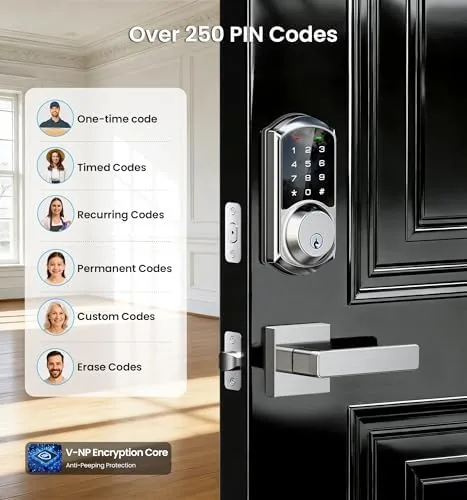 The Veise VE06-L Smart Deadbolt Lock with 2 Lever Handle Set compared in context