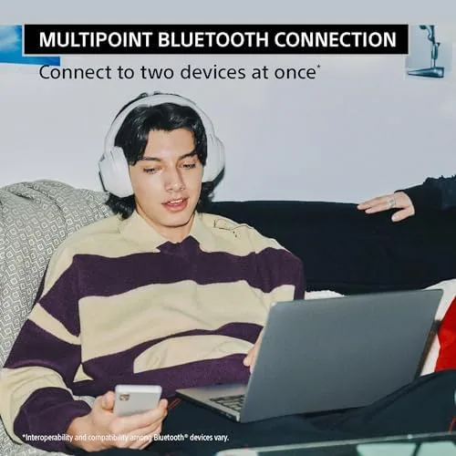 Another view of the Sony ULT WEAR Over-Ear Noise Canceling Wireless Headphones, Off White