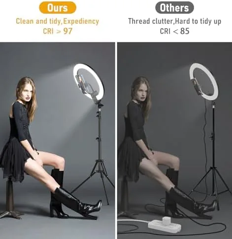 The 12 inch LED Circle Selfie Ring Light with 63" Tripod Stand 2800mAh in real use