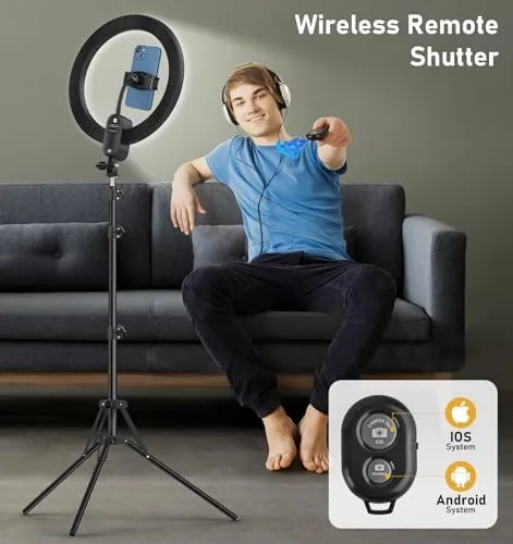 Another view of the 12 inch LED Circle Selfie Ring Light with 63" Tripod Stand 2800mAh