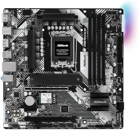 Close up of the VRM heatsink and CPU socket area on the ASRock board