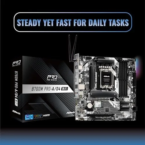 DDR4 memory slots and M.2 heatsink area on the ASRock B760M