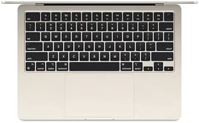 Open MacBook Air 13 inch showing the keyboard, trackpad, and Liquid Retina display