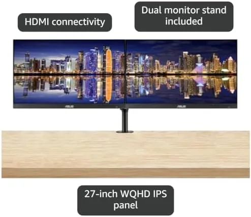 ASUS ProArt PA278QV monitors side by side with documents open