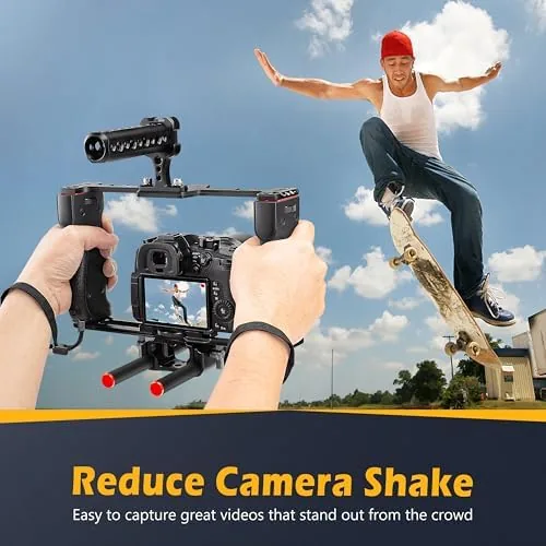 Close look at the Zeadio Camera Video Rig Cage, Aluminum Filmmaking Movie Making Kit build quality