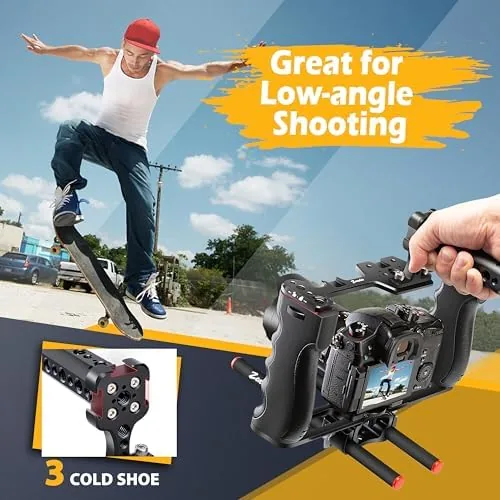 The Zeadio Camera Video Rig Cage, Aluminum Filmmaking Movie Making Kit in real use