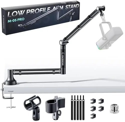 M05 Boom Arm, 360° Rotatable Microphone Stand with Desk Mount, Foldable Desk Mic Arm Review: Tested and Rated