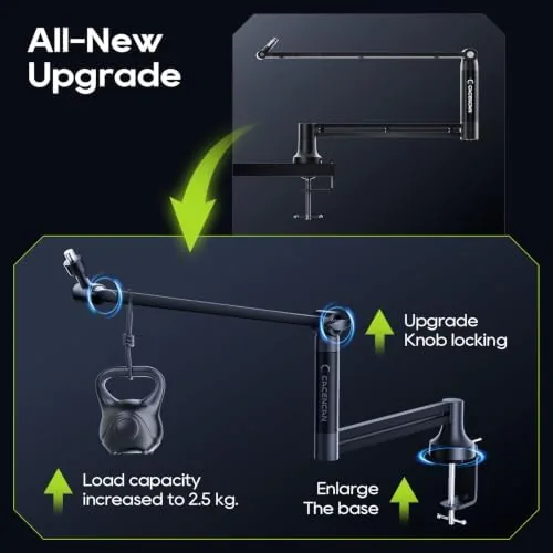 The M05 Boom Arm, 360° Rotatable Microphone Stand with Desk Mount compared in context