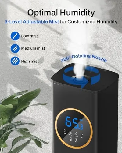 Humidifier running at night with the soft night light glowing in a dark bedroom