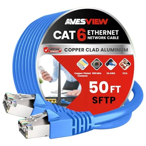 CAT 6 Shielded Ethernet Cable 50FT, Indoor High-Speed (SFTP) 10Gbps Snagless Shielded 50 FT Review: Tested and Rated