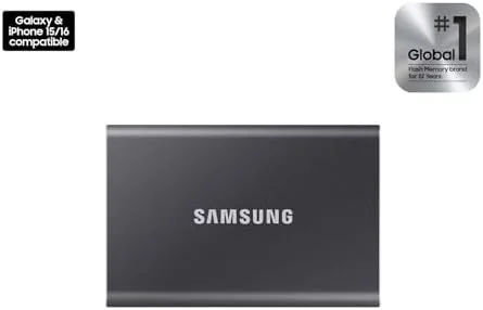 Close look at the SAMSUNG T7 Portable SSD, 4TB External Solid State Drive, Speeds build quality