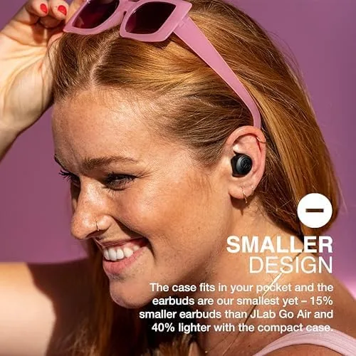 The JLab Go Air Pop+ earbuds in use during a commute