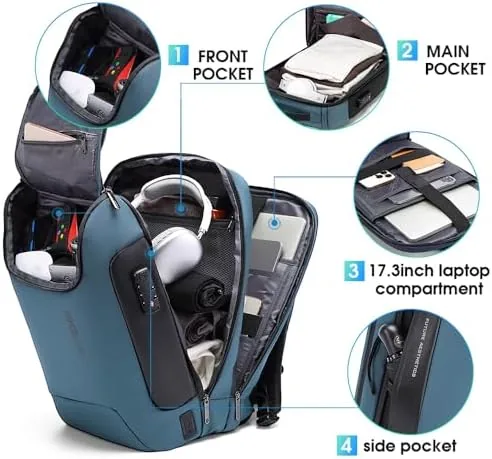 Close look at the BANGE Anti-Theft Travel Backpack,Waterproof Fashion Work Backpacks,High Tech Backpack with build quality