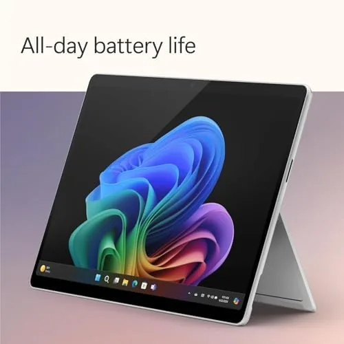 Surface Pro showing a battery status panel with high remaining charge